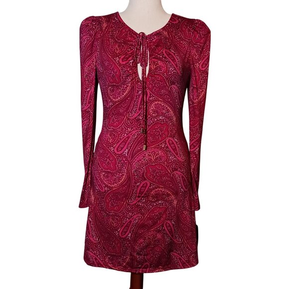 NEW Rachel Rachel Roy Womens Printed Above‎ Knee Mini Dress Berry Paisley Size M - Picture 5 of 16